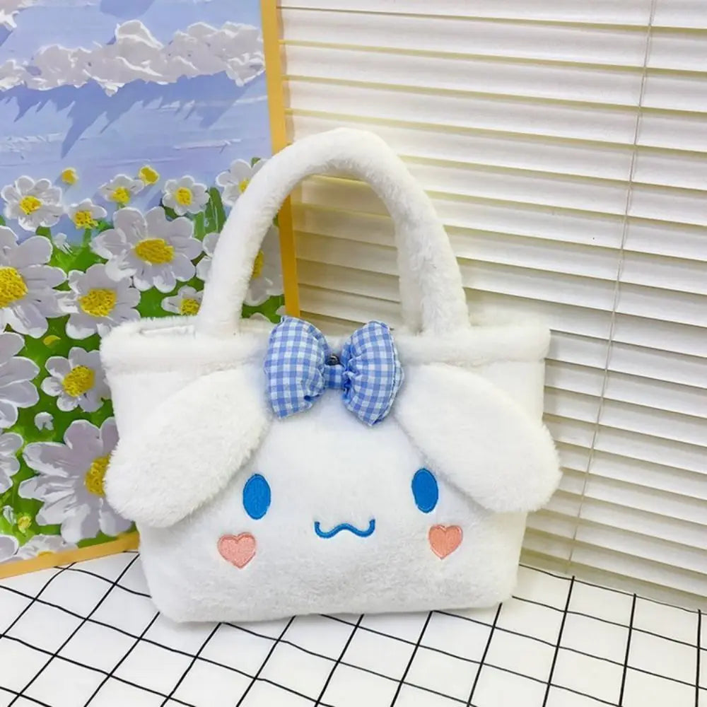 Sanrio Plush Bag Kawaii Kuromi Cinnamoroll Melody Cartoon Anime Handbag Crossbody Cosmetic Travel Storage Bags Women Girls Gifts