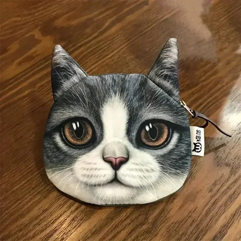 Cute Cartoon Cat Plush Coin Purse Animal Cat Coin Bag Sweet Purse Snack Funny Storage Bag