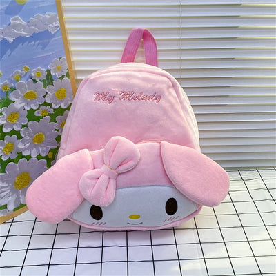 Kuromi Cinnamoroll & My Melody Plush Backpack Adorable, Large-Capacity, Kawaii Design - Soft Cartoon Characters