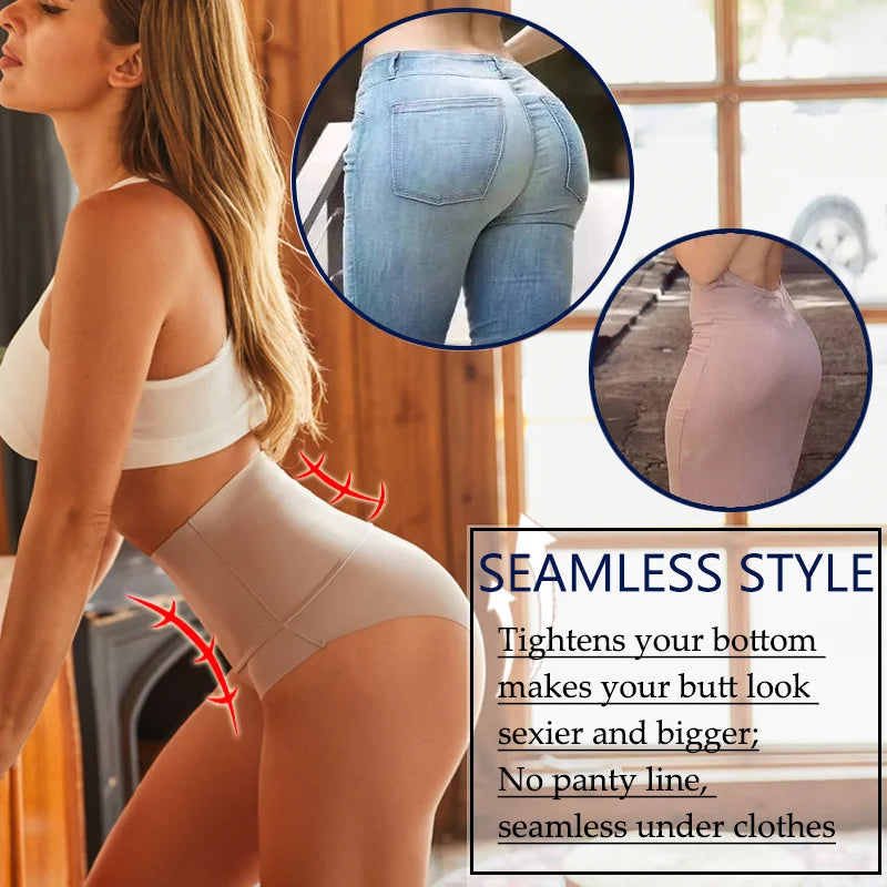 3PCS/Set Women High Rise Seamless Shapewear Bodysuit Ice Silk Tummy Control Butt Lifter Briefs Female Slimming Soft Underwear