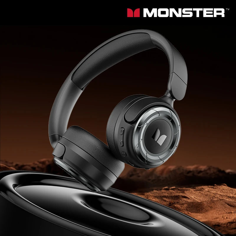 Monster MQH08 Wireless Bluetooth 5.4 Over-Ear Headphones 60H Long Battery Life Earbuds Noise Cancelling Gaming Headset With Mic