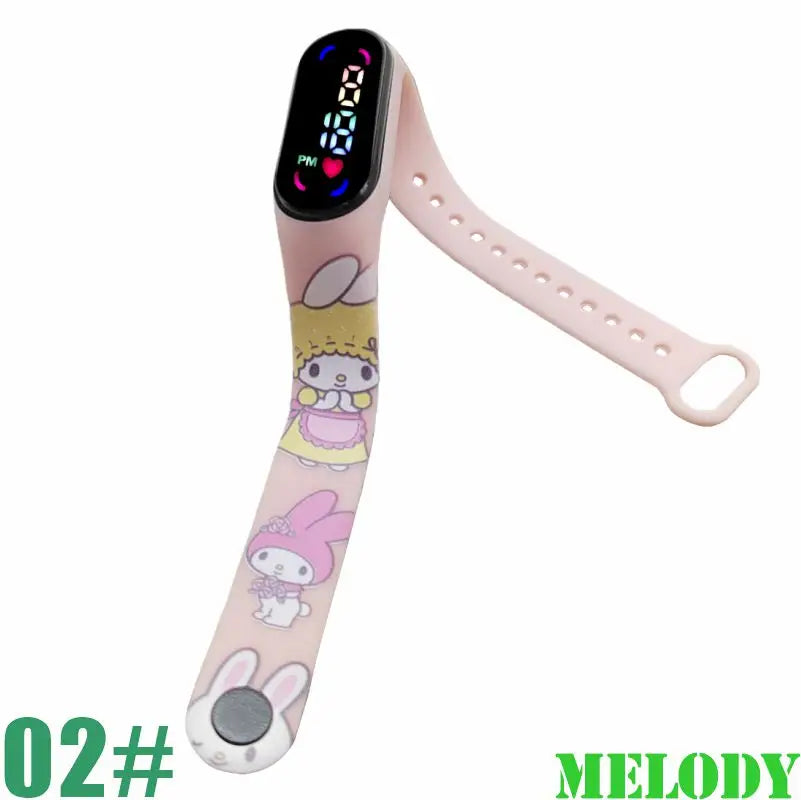 Anime Hello Kitty Kuromi Melody Digital Watch Cartoon Cute Kids Silicone LED Watch Child Birthday Gifts Christmas Party Favors