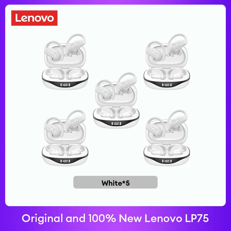 New Original Lenovo LP75 2/3/5pcs TWS Bluetooth V5.3 Earphones Wireless LED Digital Display Headphones IPX5 Waterproof Headset