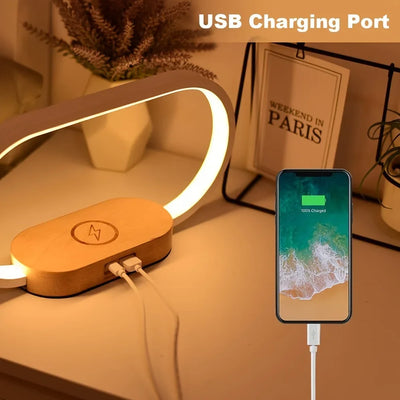 VIKEFON Multifunction Wireless Charger Stand Clock LED Desk Lamp Night Light USB Fast Charging Station Dock for iPhone Samsung