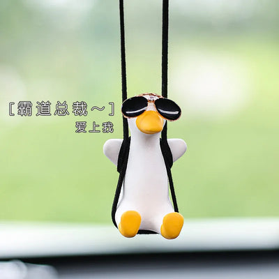 Adorable Duck Car Ornaments for Women, Tire Swing Interior Mirror Pendant