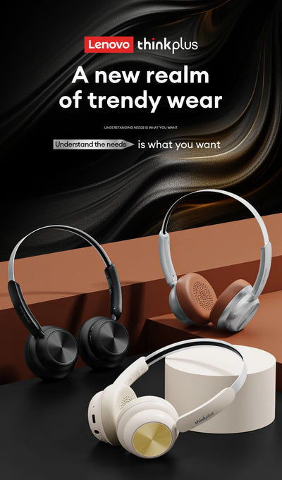 Choice Original Lenovo TH66 Wireless Bluetooth HiFi Sound Earbuds Noise Reduction Gaming Earphones Deep Bass Over-Ear Headset