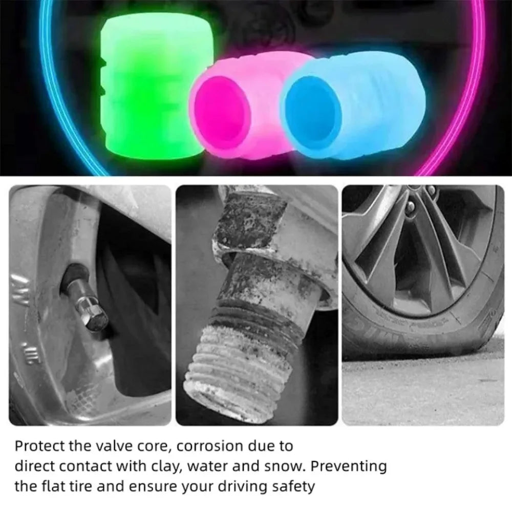 Luminous Valve Caps Fluorescent Red Night Glowing Car Motorcycle Bicycle Wheel Styling Tyre Hub Universal Cap Decor 20Pcs