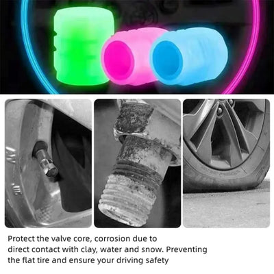 Luminous Valve Caps Fluorescent Red Night Glowing Car Motorcycle Bicycle Wheel Styling Tyre Hub Universal Cap Decor 20Pcs