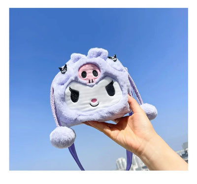 Sanrio  Bag Kawaii Cinnamoroll Handbag Tote Plushie Shoulder Messenger Bags Kuromi Hello Kitty Stuffed Makeup Backpack Gift