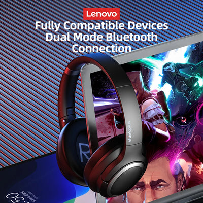 100% Original Lenovo TH40 Wireless Bluetooth Headset Deep Bass Over-Ear Earphones Smart Noise Reduction Gaming Earbuds With Mic